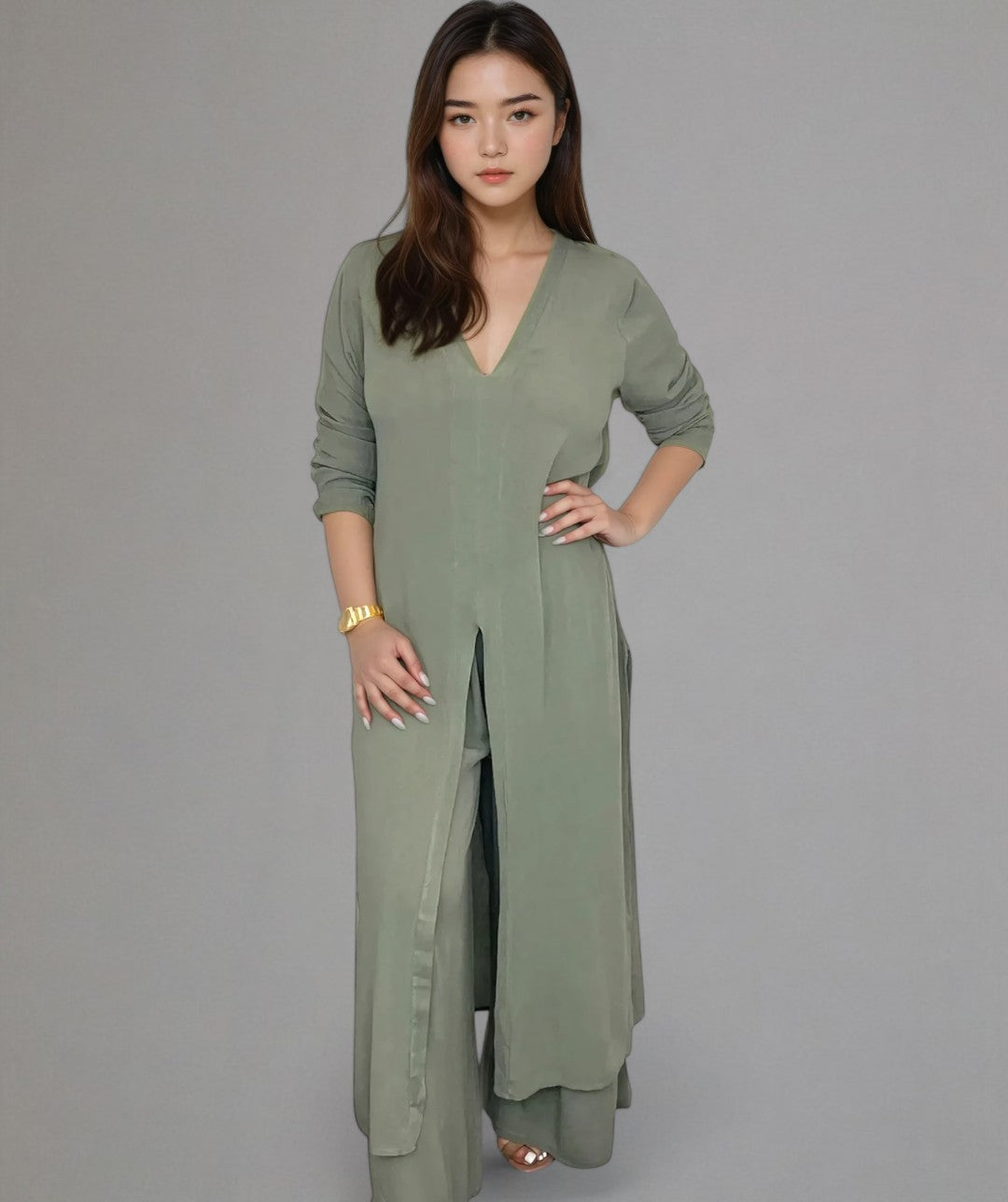 Amira - Stijlvolle set met lange blouse & wijde broek