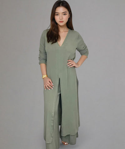 Amira - Stijlvolle set met lange blouse & wijde broek