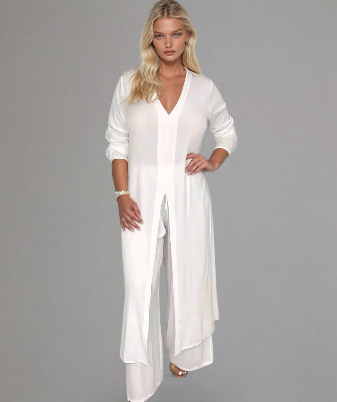 Amira - Stijlvolle set met lange blouse & wijde broek