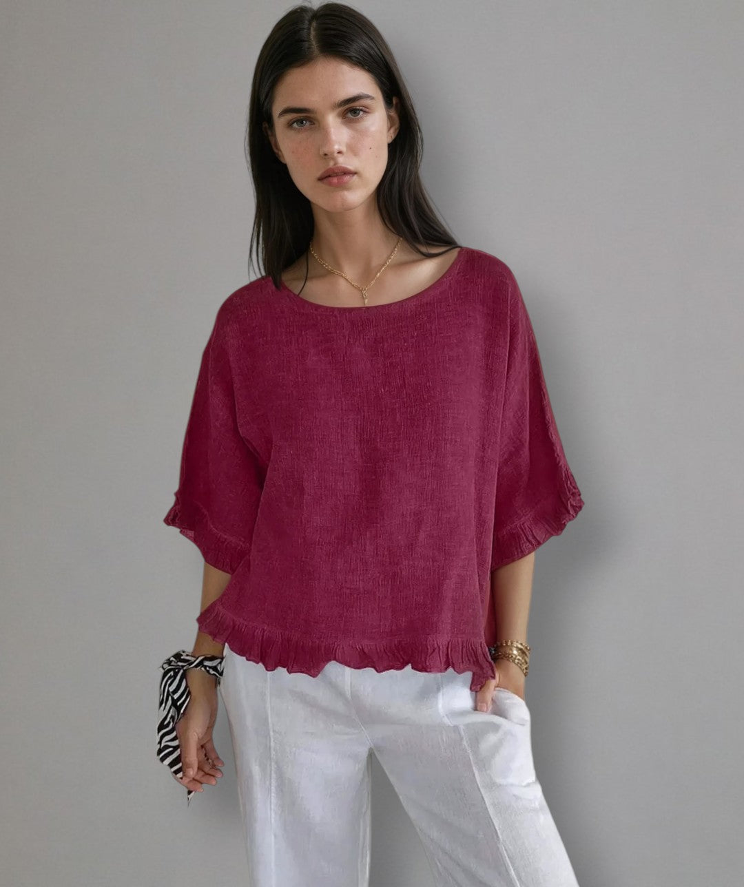 Crelia - Shirt met Subtiele Crêpe-look