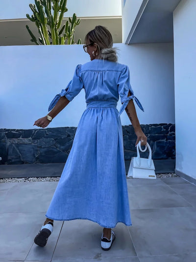 Denim grace - Elegante maxi-jurk