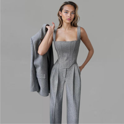 Vercina - Driedelige set bestaande uit: een top, pantalon en GRATIS blazer